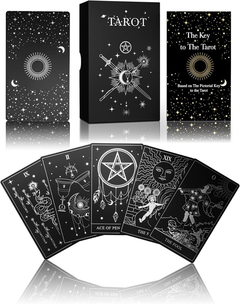 WJPC Silver Foil Tarot Cards with Guide Book Set&Gift Box for Beginner& Expert. Original Design Tarot Decks, Tarot Cards Decks - Image 1